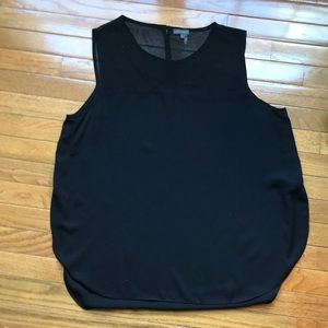 Vince Camuto Sleeveless Black Top Illusion Neck